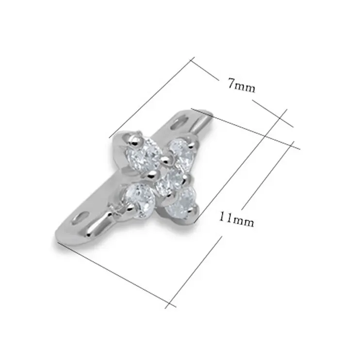 Cross Butterfly 4 Styles 2 Strands Zirconia Cubic Micro Pave 925 Sterling Silver Connector Charm Spacer Bead 5pcs/lot SLJQ-CZ030