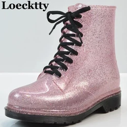 Women Rain Boots Transparent Waterproof Colorful Spring Autumn Shoes Rain Boot Woman Leopard Print Ankle Boots Large size 40