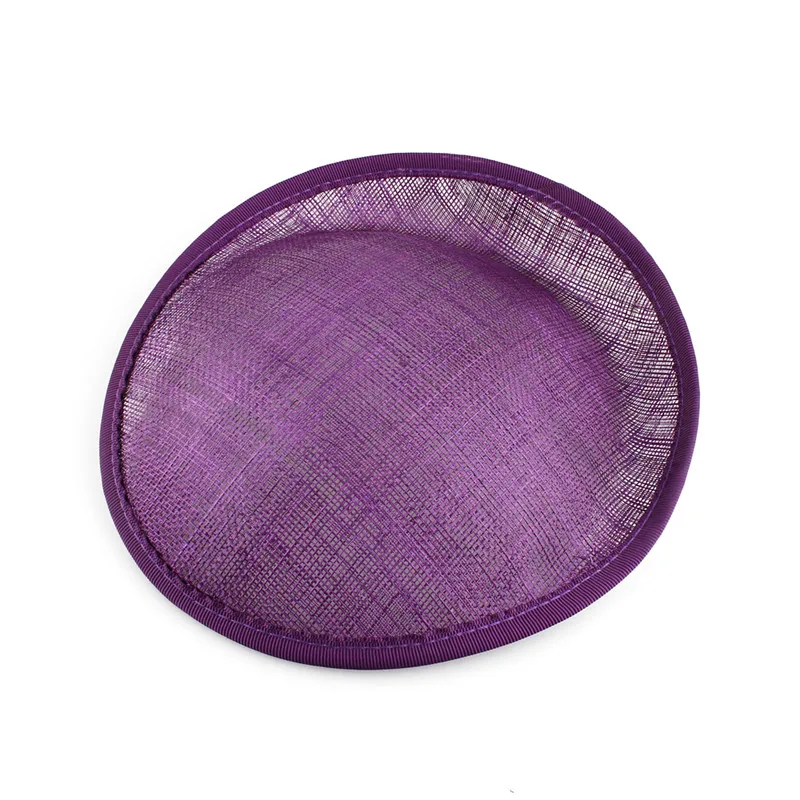 20CM Purple Sinamay Fascinator Base Hat Millinery Craft Linen Headwear for Women Party Church Wedding Lady Hair Accessory