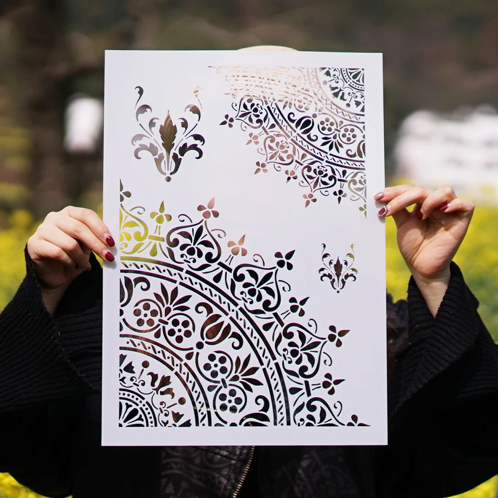 A3 A2 Size DIY Craft  Layering Mandala Stencils For Walls Painting Scrapbooking Stamping Album Decorative Embossing Paper Cards