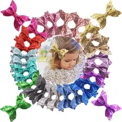 30PCS 4Inch Hair Bows Clips Sparkly Glitter Pigtail Hair Bows Alligator Hair Clips for Baby Girls Toddlers Kids Children Teens i