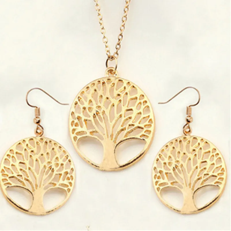 2024 round hollow wishing tree pendant necklace life tree Tree Of Life pendant necklace jewelry fashion cute wedding part