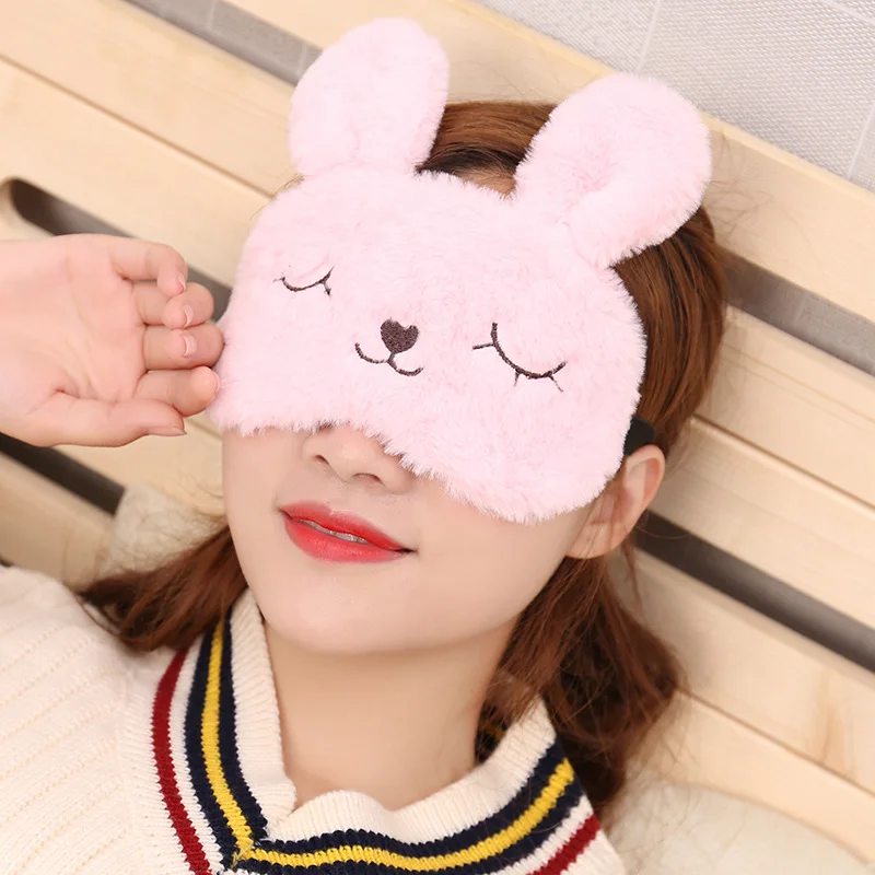 Pluche Animal Eye Cover zacht slaapmasker Ooglapje Bandage Creatief Reizen Relax Blinddoek Konijn Cartoon Dutje Zachte oogschaduw