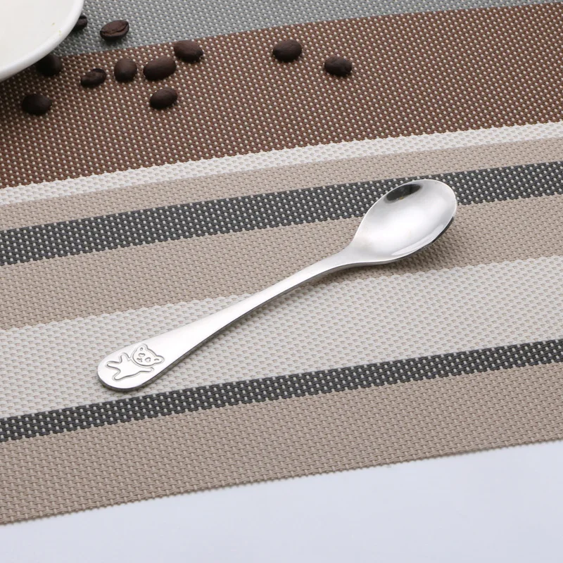 (4pcs) Children Cutlery Set Stainless Steel Kids Knife Fork Food Tableware Cartoon Bear Dinnerware Set