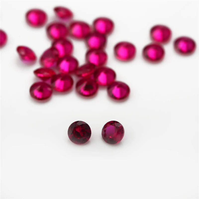 Rote synthetische Korund-Edelsteine, 1,0 mm–3,0 mm, runde Brillantschliff- lose Steine für Schmuck, 1,25 # 3 # 5 # 8 # Verfügbare Farben – Detail 4
