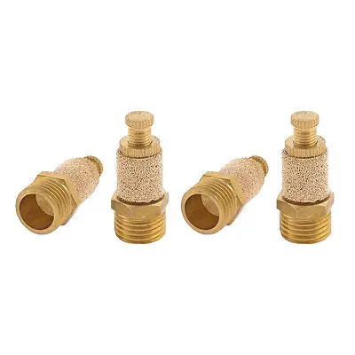 

4pcs Solenoid Valve Pneumatic Filter Noise Silencer 12.5mm Male Thread Gold Tone