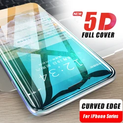 1-2Pcs 5D Curved 9H Tempered Glass For iPhone X XR XS 11 12 13 Mini 14 15 Pro Max 6 7 8 Plus SE 2020 Full Cover Screen Protector
