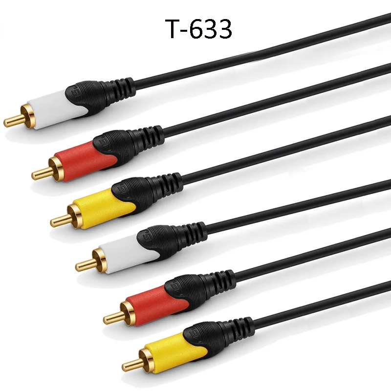 3 RCA ถึง 3RCA ชายไปชายสาย Audio Video AV สายเคเบิลสายไฟสําหรับ DVD VCD TV 1.5 ถึง 15M