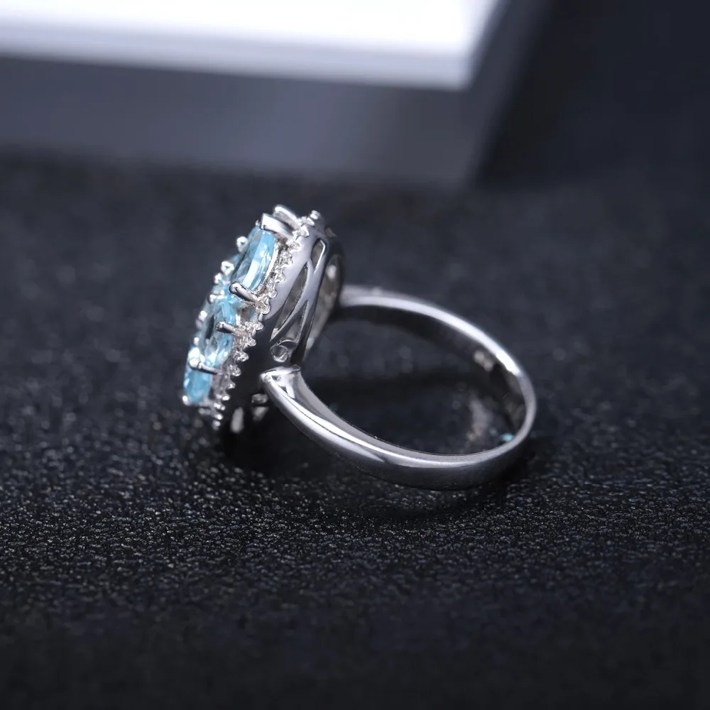 Gem\'s Ballet Natural Sky Blue Topaz Rings Genuine 100% 925 Sterling Silver Vintage Fashion Jewelry For Women Wedding Engagement