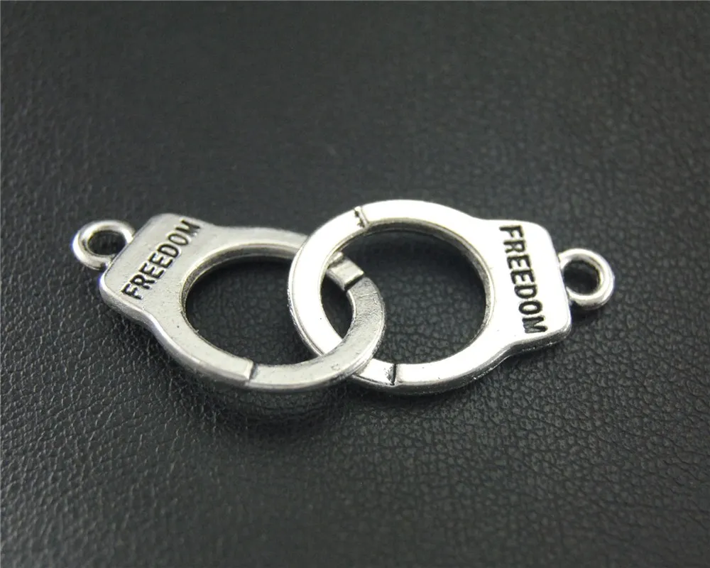 20pcs  Silver Color Metal Freedom Handcuffs Charm DIY Handmade Pendants Jewelry Findings