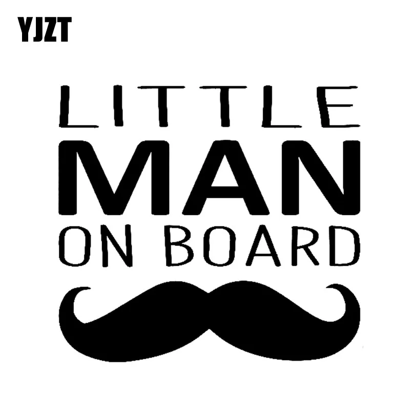 YJZT 12.7CM*11.7CM LITTLE MAN ON BOARD Personality Beard Creative Vinyl Car Sticker Decals Black/Silver C10-00131