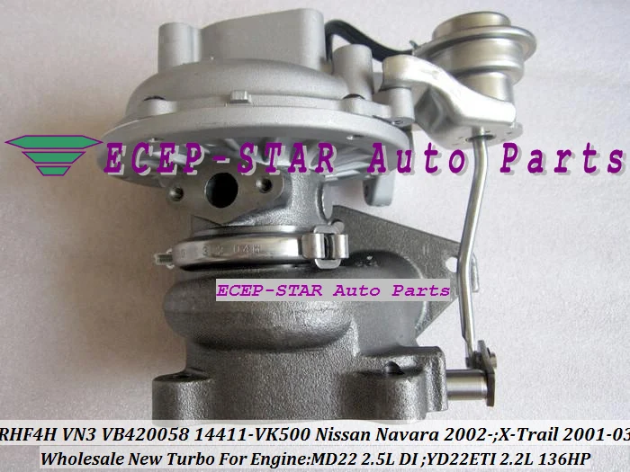 Free Ship RHF4H VN3 14411-VK500 14411 VK500 VB420058 Turbo Turbocharger For NISSAN Navara MD22 2.5L 02- X-Trail Di YD22ETI 2.2L