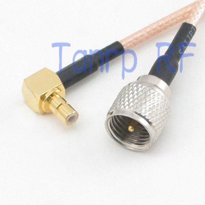 8in mini UHF male plug to SMB male plug right angle RF adapter connector 20CM Pigtail coaxial jumper cable RG316 extension cord