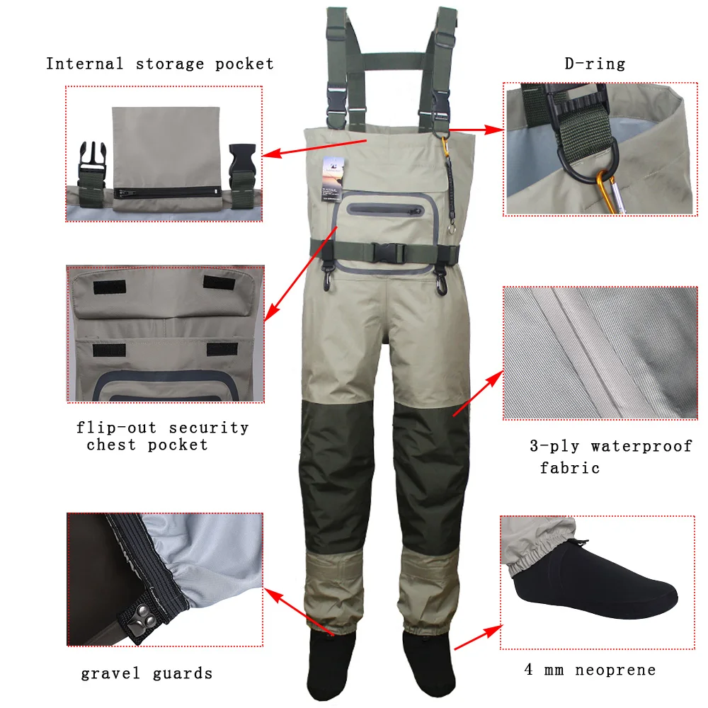 Angel-Wathose, langlebig und bequem, atmungsaktiv, Strumpf-Fuß-Brust-Wathose-Sets für Männer und Frauen – Detail 6