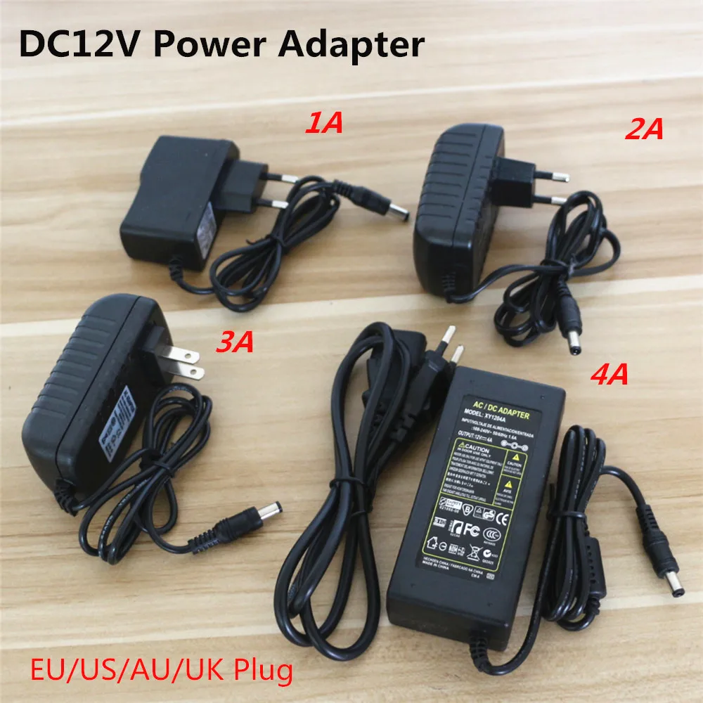 ASMTLED EU/US/UK/AU Plug 12V AC DC Power Adapter  1A 2A 3A 4A Power Socket 12W 24W 36W 48W Lighting Transformers for LED Strip