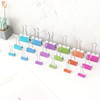 TUTU 19 มม.,25 มม., 32 มม.คลิป Metallic Glitter Binder คลิป Glitzy ห้องเรียนกระดาษ Clamps Silver Medium Elliot โฟลเดอร์ H0302