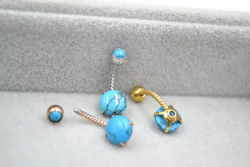 50pcs Body Jewelry Piercing New Twist Navel Belly Button Bar Navel Body Piercing 14g Free shippment Blue Stone Navel Bar New