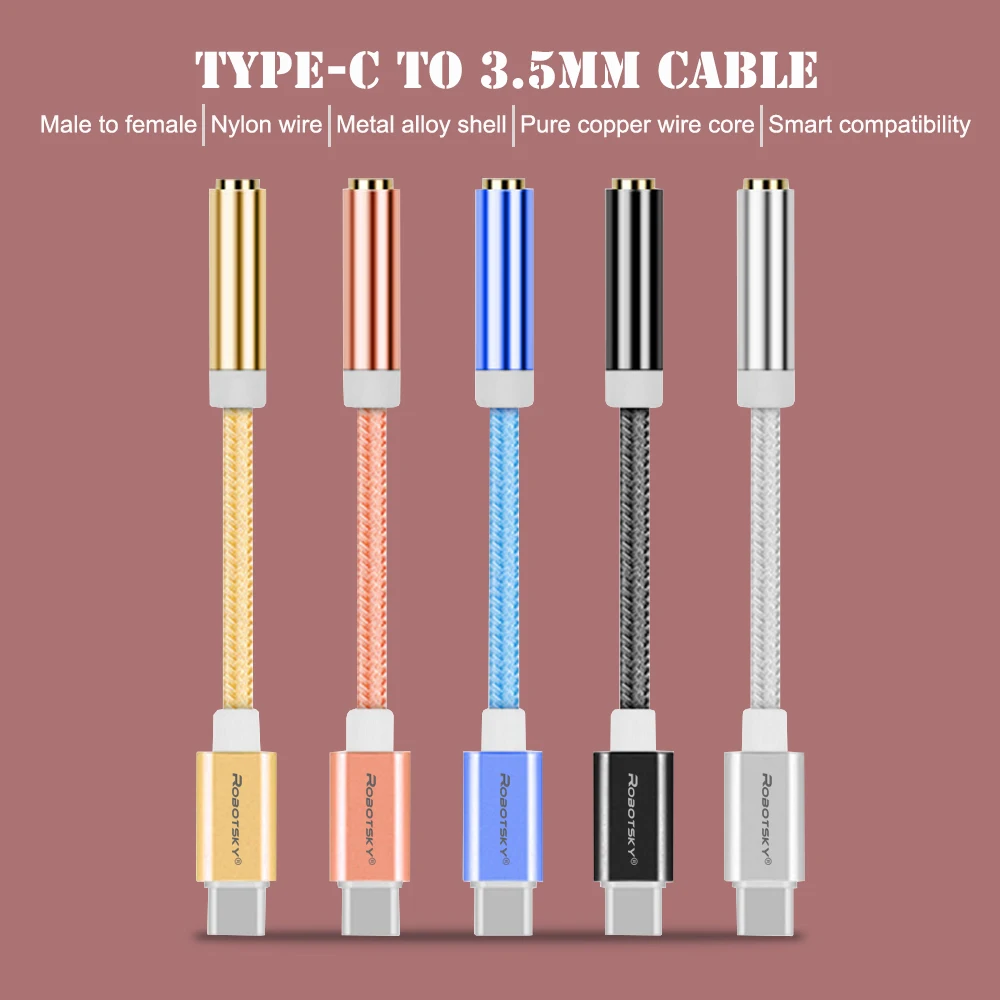 USB Type C to 3.5mm Earphone Headphone Cable Adapter USB-C to 3.5mm Jack Aux Cable for Letv 2 2pro max2 Pro 3 Xiaomi 6