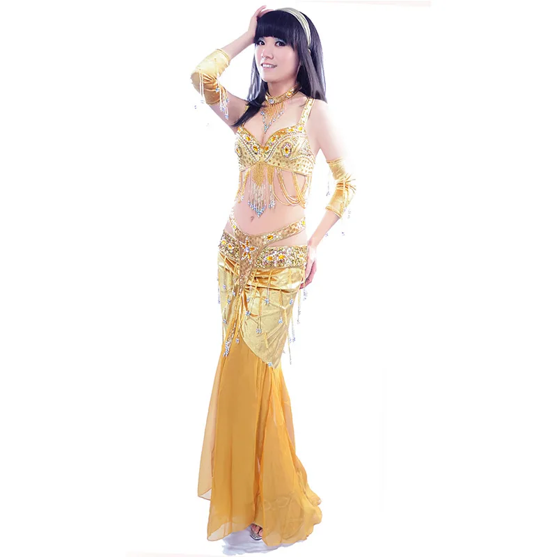 Professional Belly dance costumes for women sexy belly dancing dress stage wear dance suit: Bra belt skirt belly dance clothes