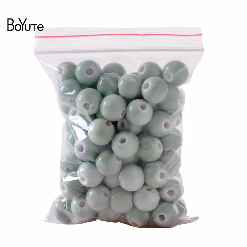 BoYuTe 50Pcs 6MM 8MM 10MM 12MM 14MM Loose Beads DIY Hand Made Porcelain Ceramic Beads Jewelry Making