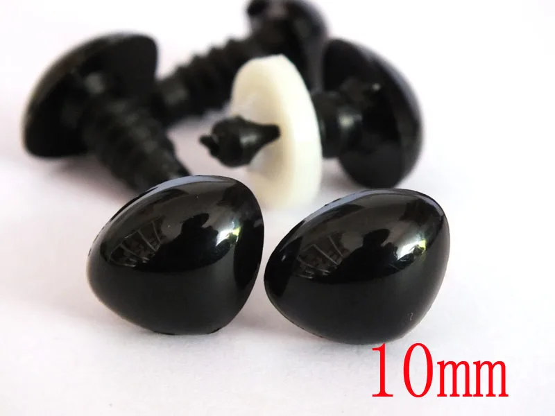 60pcs 10mm black Safety Noses for Doll  - Includes Backs for a Stronger Hold!