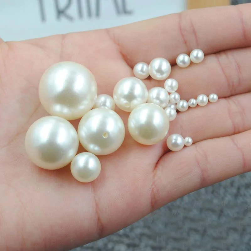 Imitation Round Big Pearl Beads for Jewelry Making, 20-40mm, Accessory for Jewelry Necklace, Bracelet, Fadeless Dress Making Mat