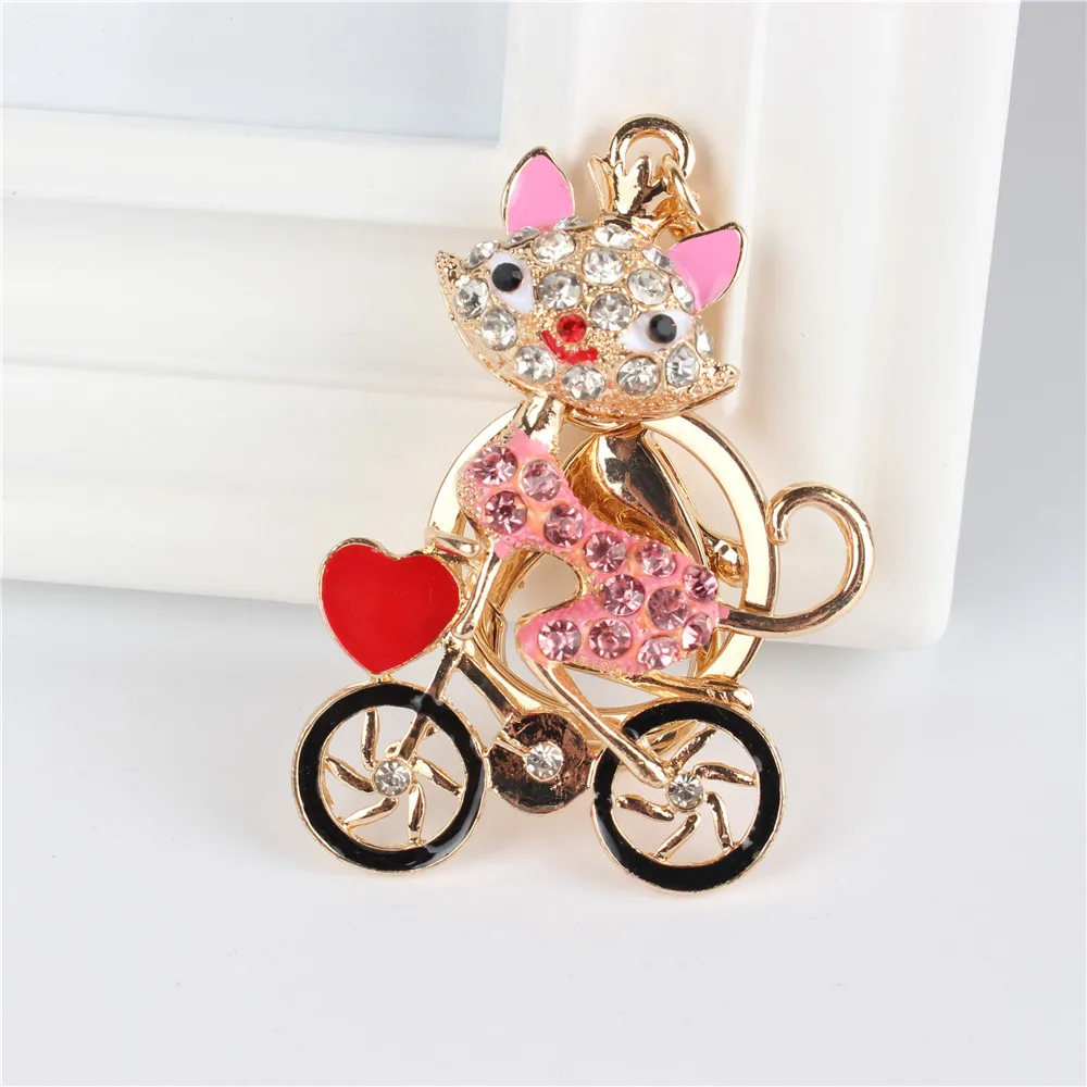 Fox Ride Bick Fiets Hanger Charme Strass Kristal Portemonnee Tas Sleutelhanger Sleutelhanger