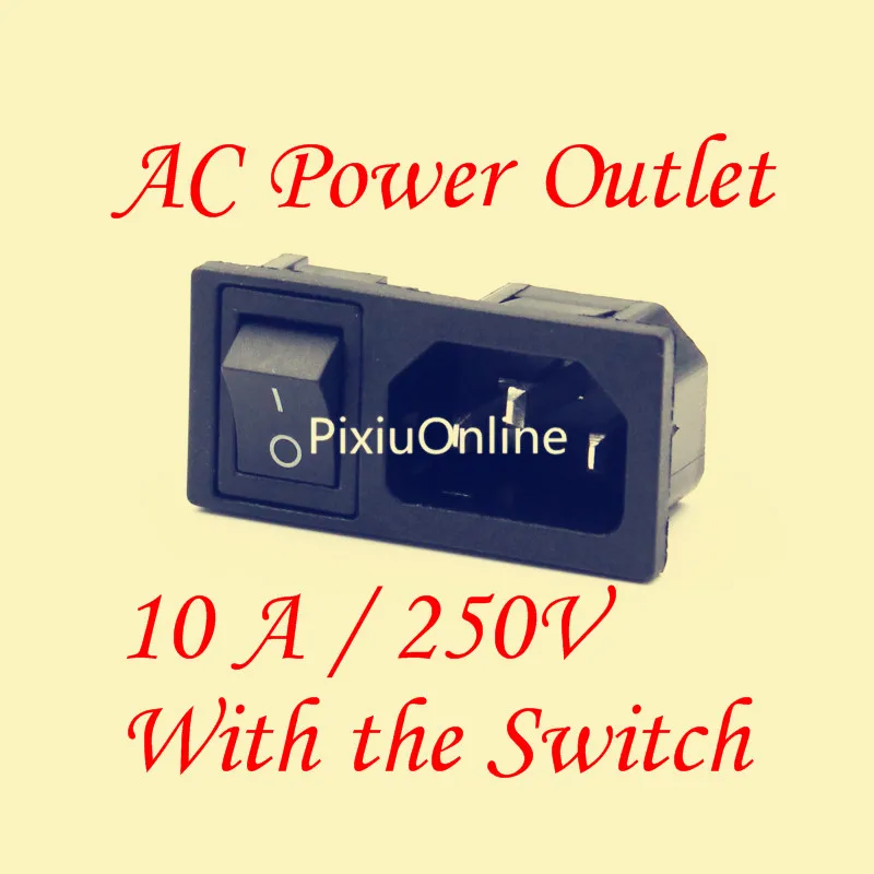 1PCS/LOT  AC Power Outlet  YT581  10 A / 250V Electrical Socket Outlet Cable Socket Black With the Switch Dual function design