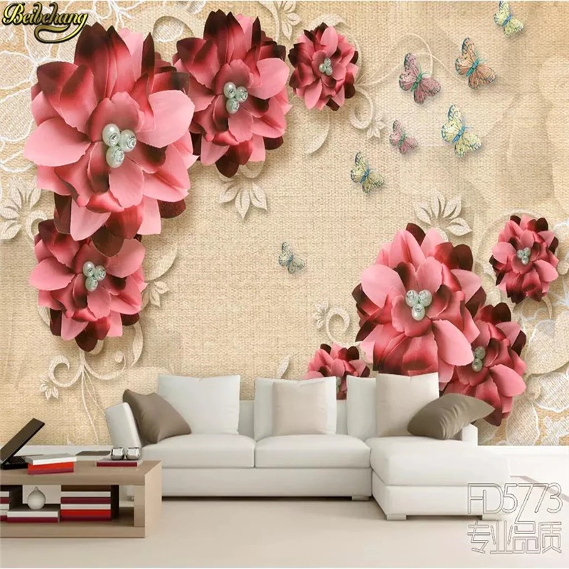 

beibehang custom large mural 3D wallpaper for wall bedroom tv background Embossed flowers photo mural wall paper Home Decoration