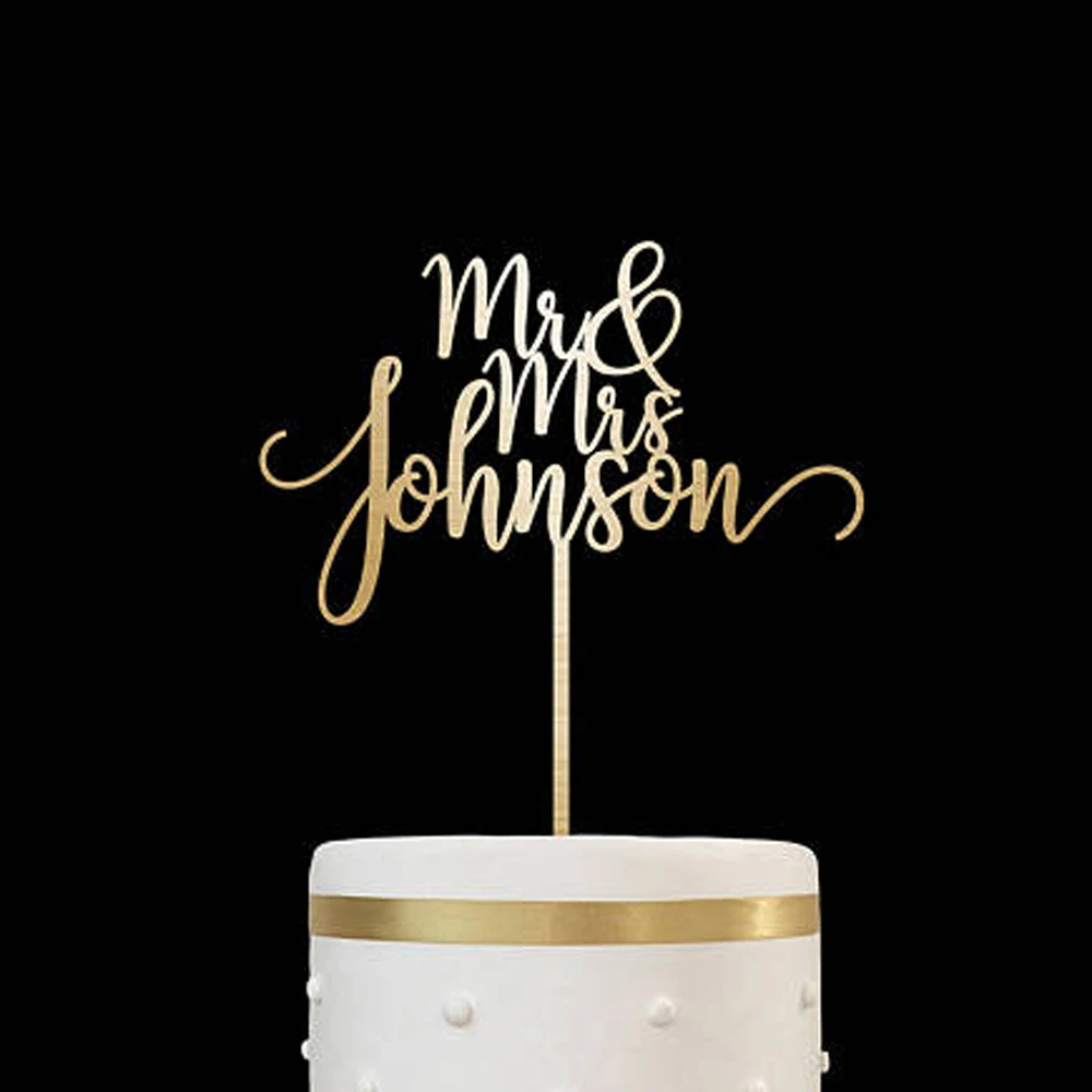Custom cake topper rustic names cake topper Wedding Cake Decoration Personalized Anniversary gold silver wood cake topper