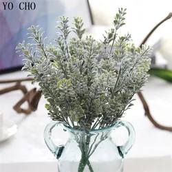 YO CHO 6 Branches Grass Leaves Milan Simulation Eucalyptus Flower Artificial Fake Floral Cafe Office Home Room Hotel Table Decor
