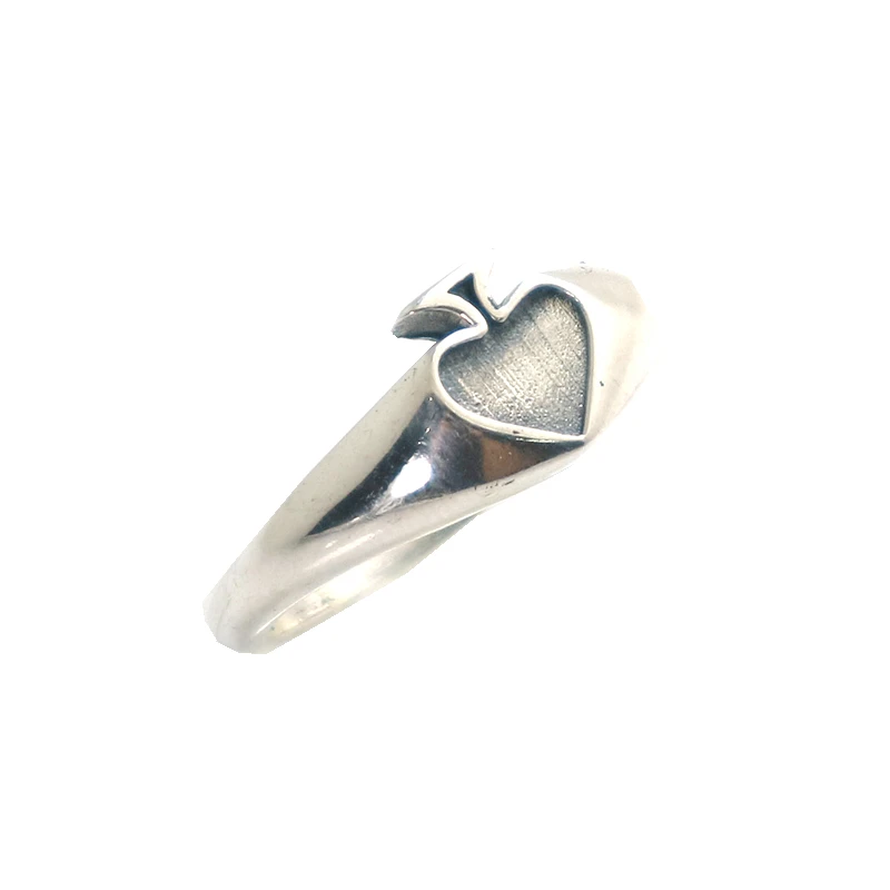 Unisex S925 Silver Cool Spade Poker Lucky Ring