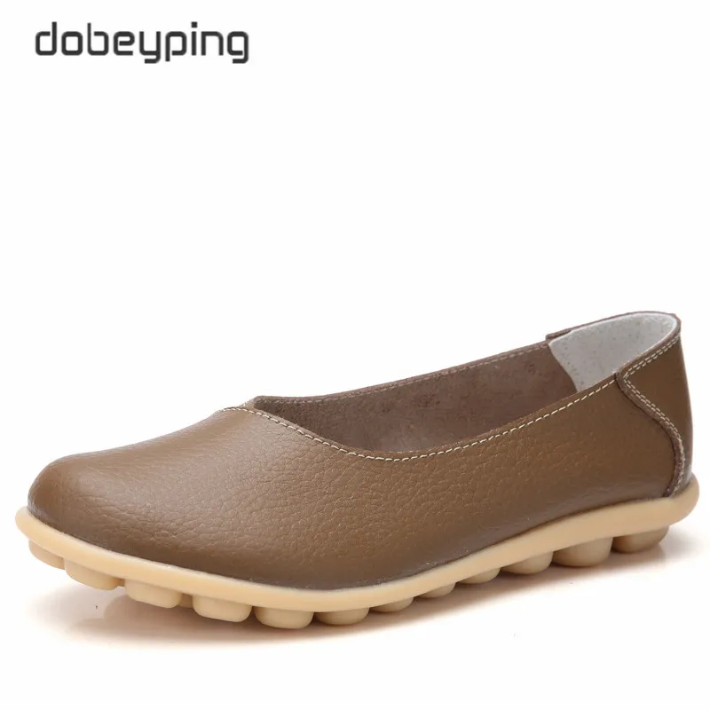 dobeyping New Spring Autumn Shoes Woman Genuine Leather Women Flats Shallow Women\'s Loafers Sewing Female Shoe Big Size 35-44