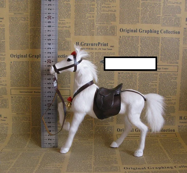 white simulation horse model toy polyethylene saddle horse toy decoration gift about 23x7x23cm