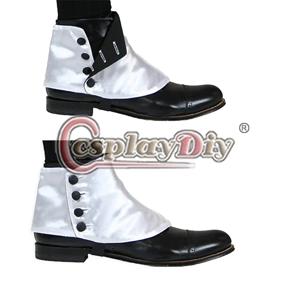 Cosplaydiy Medieval Historical Retro Men's Premium Satin Buttons Spats Victorian Shoes Covers Spats L320