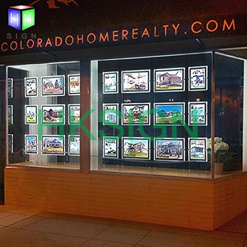 A4 Landscape Real Estate Window Hanging Display Office Led Acrylic Magnetic Photo Frame Light Box Sign Holder (3pcs A4 a column)