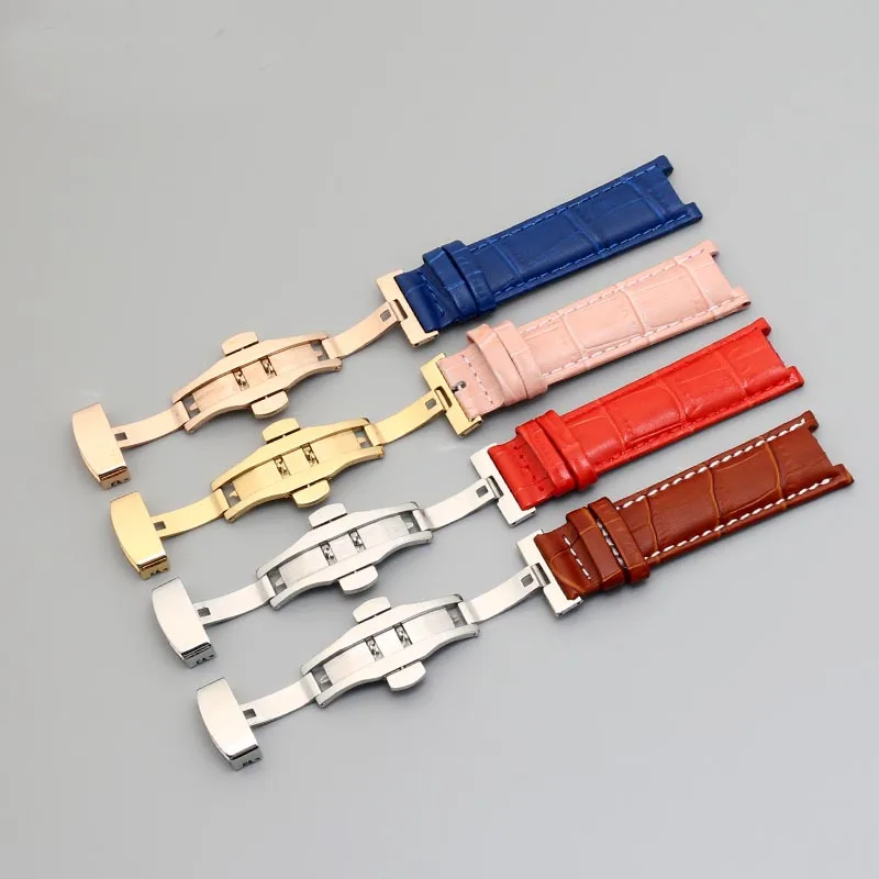 NEW Arrivals cowhide Watchband 20mm x 12mm 18mm x 10mm for Pasha Men Women Watch Band Butterfly Clasp Wrist Strap