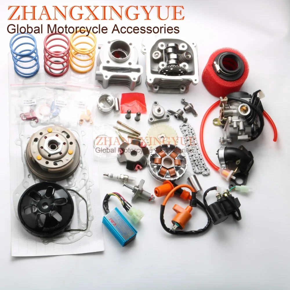 60cc NON-EGR Big Bore Kit & 38mm Air Filter & 20mm Carburetor for Kymco Agility 50cc Symply 50cc GY6 50cc 139QMB 44mm 4T