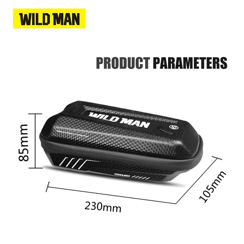 WILD MAN E5 Bicycle Bag, Large Capacity Hard Shell, MTB Road Bike Bag, Waterproof Top Tube, Carbon PU, Cycling Accessories