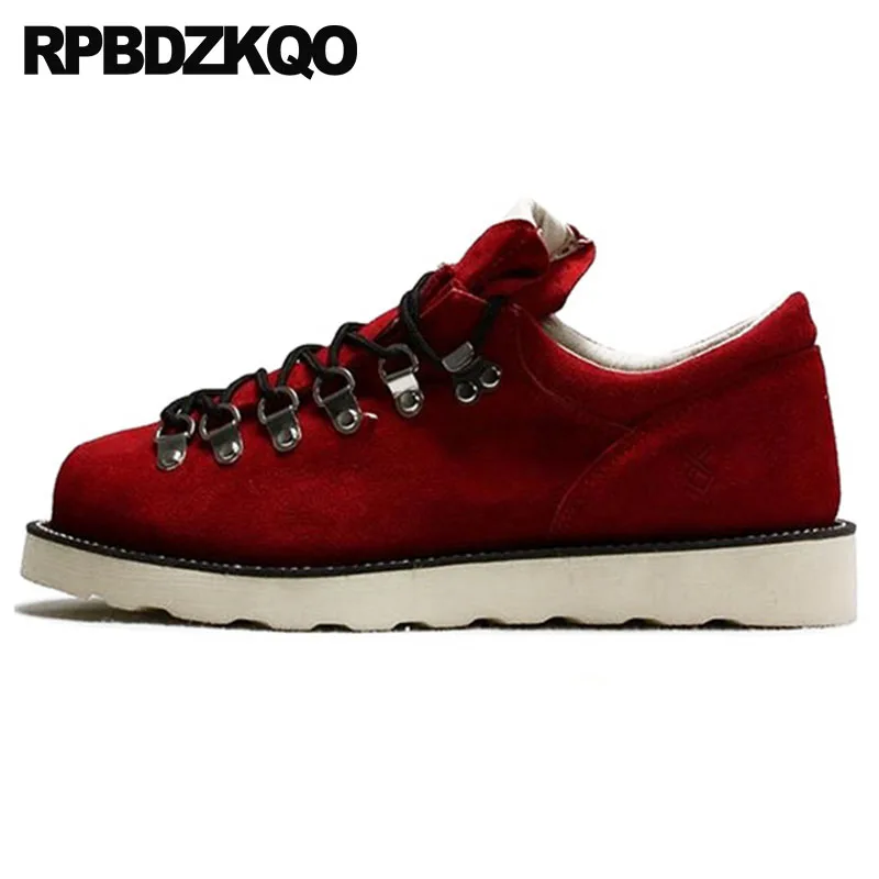 Red Outdoor Suede High Quality 2023 Lace Up Men\'s Shoes Luxury Booties Black Fall Boots Real Leather Designer Autumn Genuine