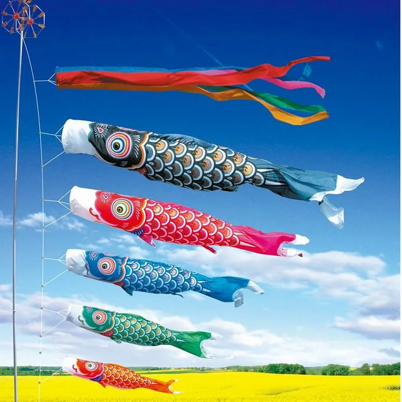 

80pcs/lot 40cm Koi Nobori Japanese Style Party Flag Colorful Carp Wind Sock Koinobori Fish Anime Flag Hanging Decor ZA4405