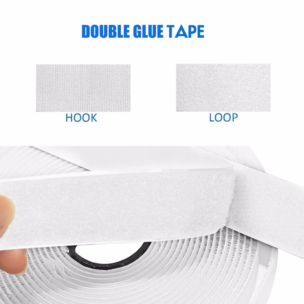 5M*2 16/20/25/30mm Hook and Loop Fastener, Heavy Duty Hook Loop Tape Reusable Double Sided Sticky Tape