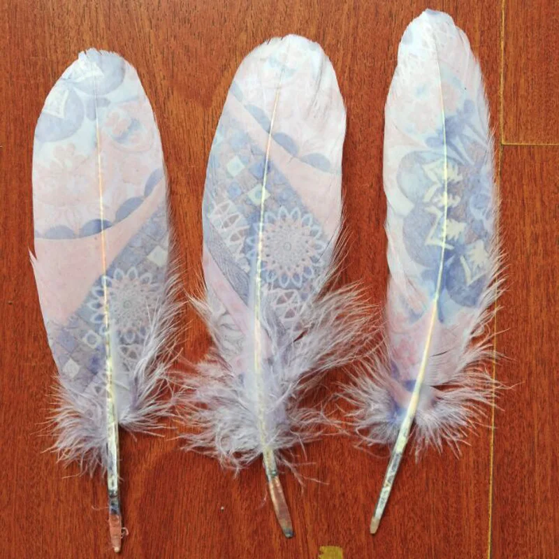 Goose Feather!50Pcs/lot!14-20cm- Printed-Goose Satinettes Feathers - Perfect for Earrings, Bridal Table Decor & Millinery