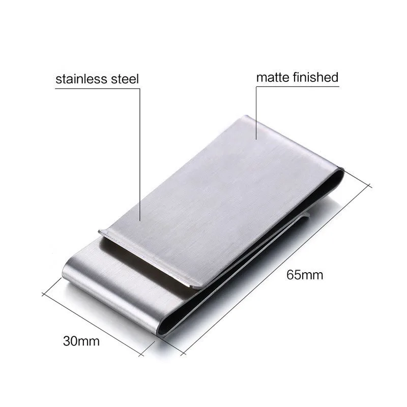 Money Clips Stainless Steel matte Blanks for Engraving or Personalize, Double Clip Buckle Wallet Credit Card Holder 30X65cm