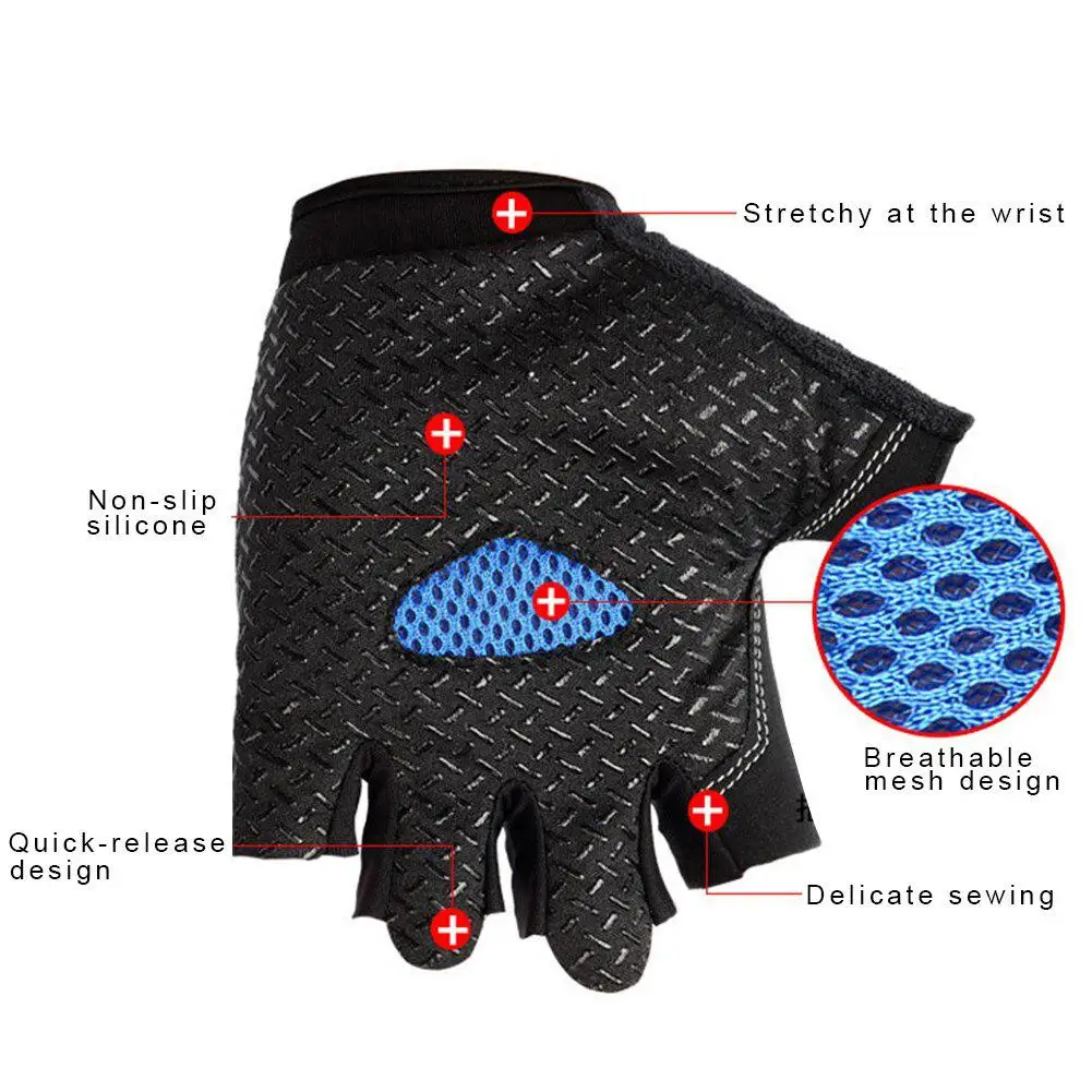 Bicycle Cycling Gloves Non-Slip Breathable Ultrathin Unisex Half Finger Gloves Mitts Outdoor Fishing Climbing guantes ciclismo