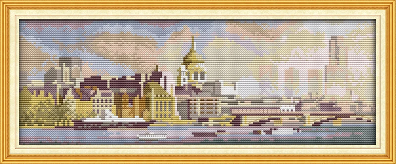 The Mediterranean Sea port cross stitch kit aida 14ct 11ct count printed canvas stitches embroidery DIY handmade needlework