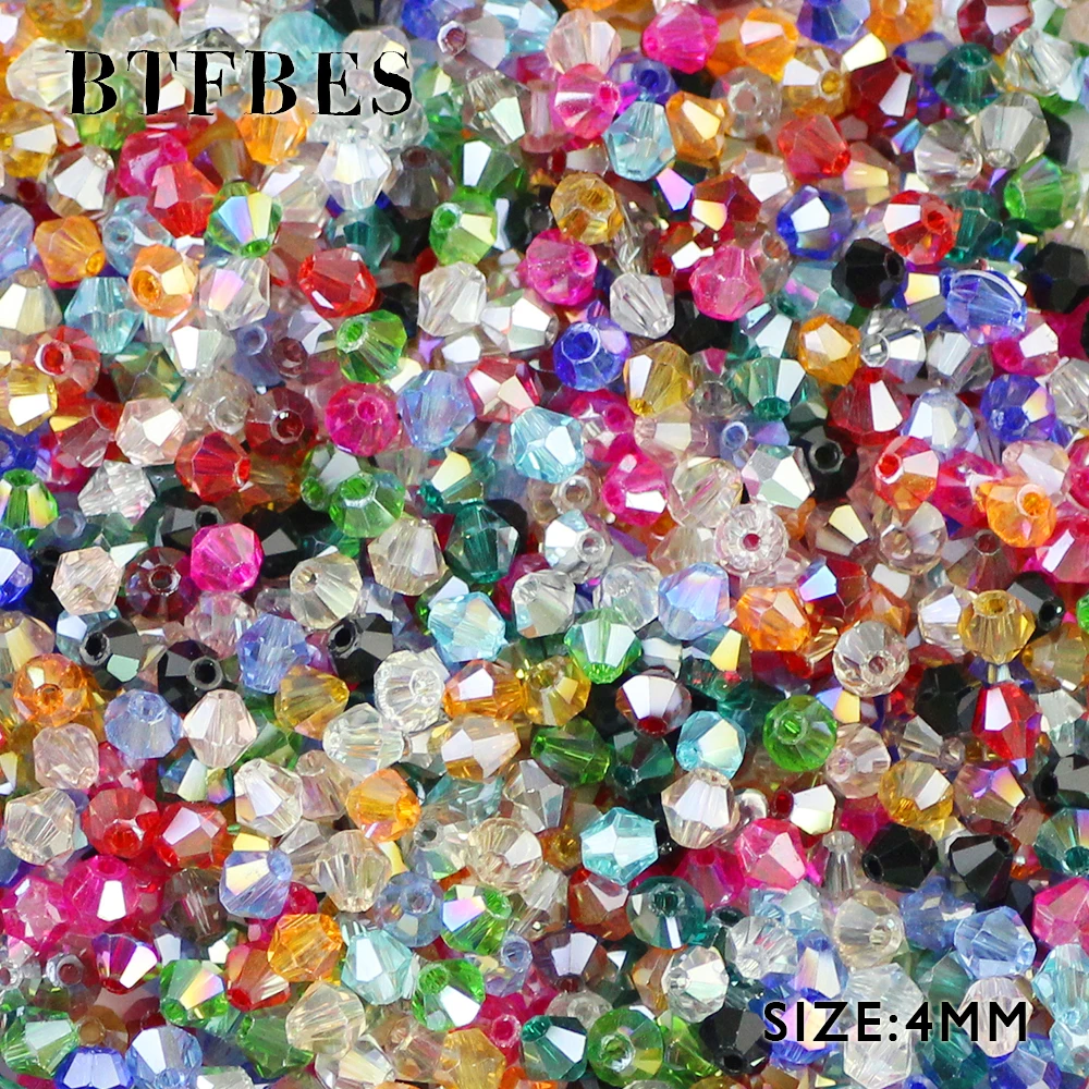 BTFBES AAA Double Bicone Austrian Crystals Beads 4mm 100psc Loose Bead Glass Ball Supply Bracelet Jewelry Making Accessories DIY