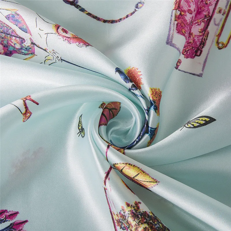 Girl Jewelry Print 90cm Square Scarf Fashion Brand Scarves For Women Female Silk Scarf Shawl Bandana For Head Hijab Scarfs Warps