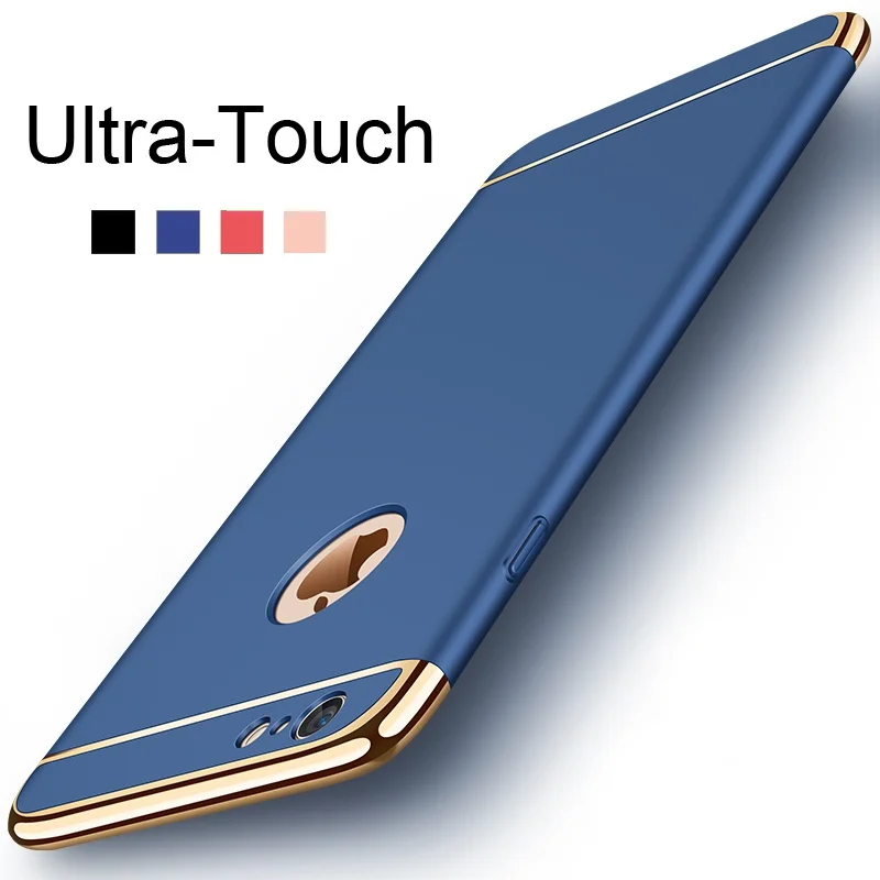 Case for iPhone 6 6s 7 8 Plus X Xs Max XR Luxury 3 In 1 Ultra Slim Hard Cover for iPhone 5 5s SE Coated Non Slip Matte Funda