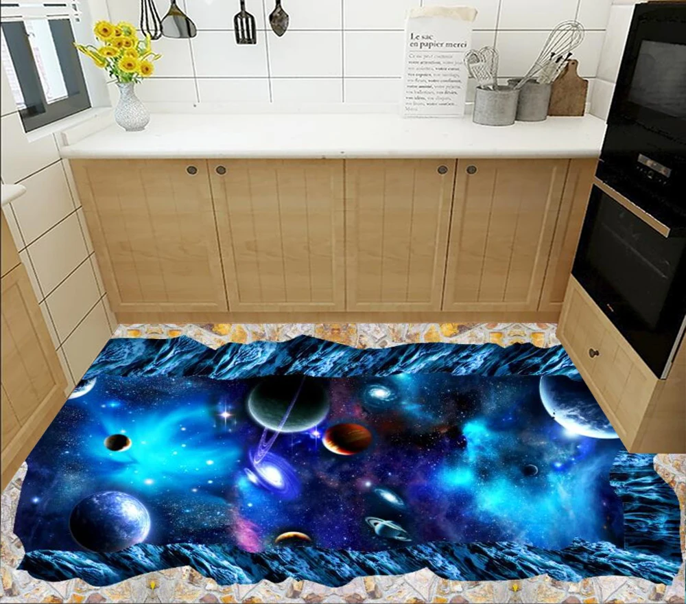 Floor wallpaper 3D universe planet floor tile picture